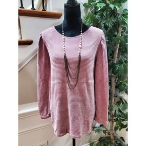 CHENAULT Sweater Rose Pink Chenille Raglan Sleeves Womens 3X Causal Pullover
